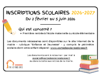 Affiche inscriptions scolaires 2026-2027