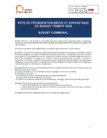Note brève et synthétique des Budgets 2026